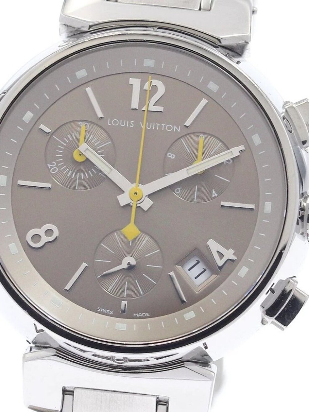 LOUIS VUITTON Tambour Q1322 Chronograph Date Brown Dial Quartz Boy's_939716